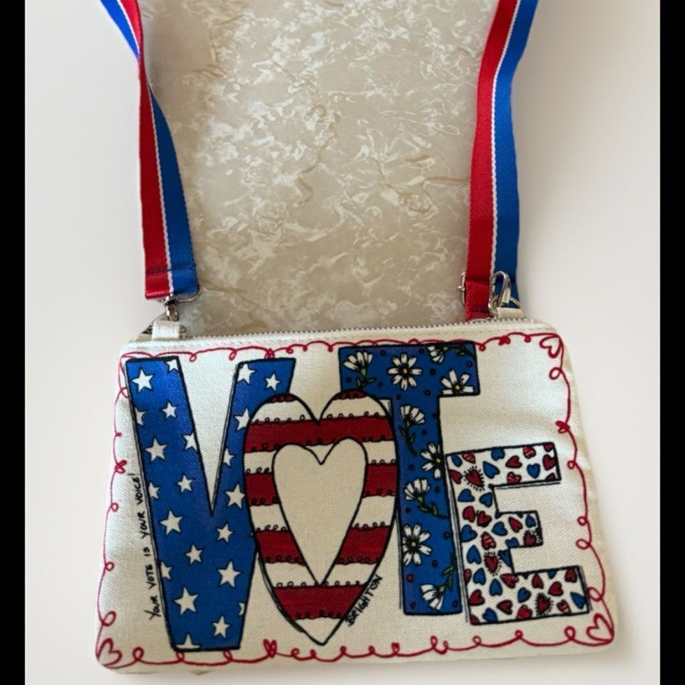 BRIGHTON 2024 VOTE ELECTION DAY POUCH BAG SHOULDER CROSSBODY RED WHITE BLUE